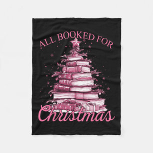 Pink All Booked For Christmas Fleece Blanket