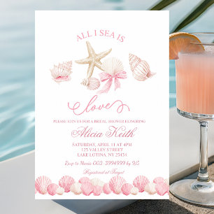 Pink All I sea is love bridal shower invitation