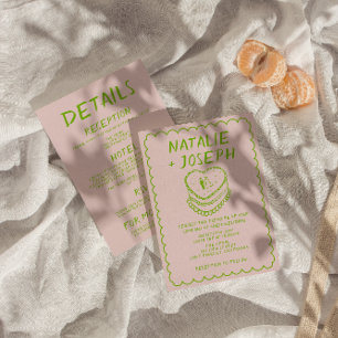 Pink All In One Hand Drawn Cake Frame Wedding Invitation