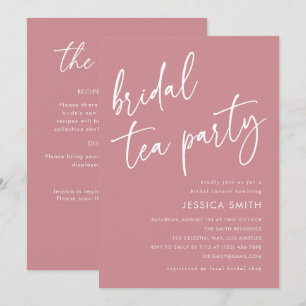 Pink All in One QR Code Bridal Shower Tea Party Invitation