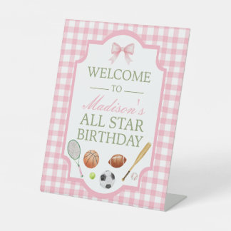 Pink All Star Sports Party Welcome Sign