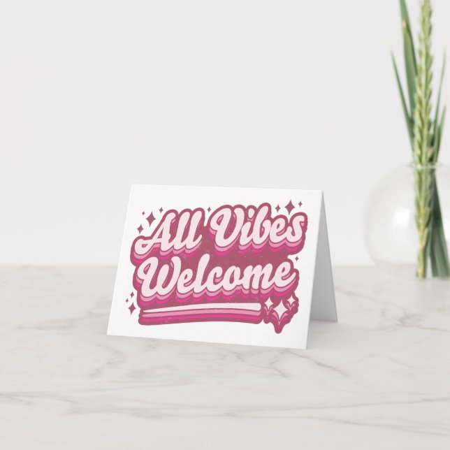 Pink All Vibes Welcome Typography Card (Front)