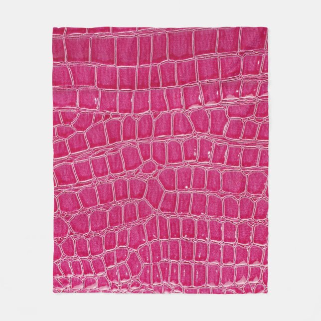 Pink Alligator Patterned Texture Fleece Blanket (Front)