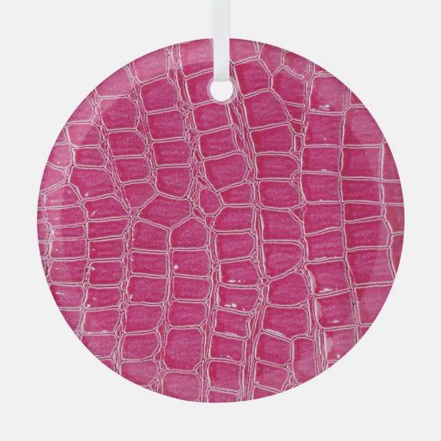Pink Alligator Patterned Texture Glass Tree Decoration (Front)