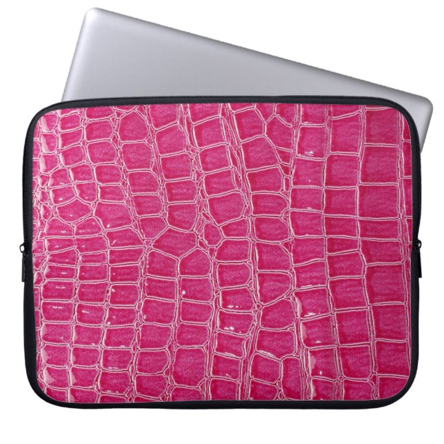 Pink Alligator Patterned Texture Laptop Sleeve (Front)