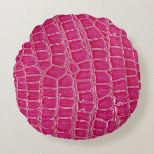 Pink Alligator Patterned Texture Round Cushion