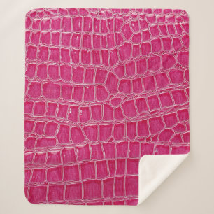 Pink Alligator Patterned Texture Sherpa Blanket
