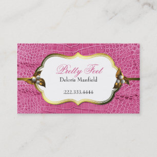 Pink Alligator Print Business Card