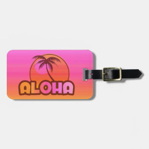 Pink Aloha Palm Luggage Tag