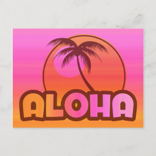 Pink Aloha Palm Postcard
