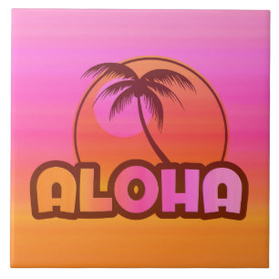 Pink Aloha Palm Tile