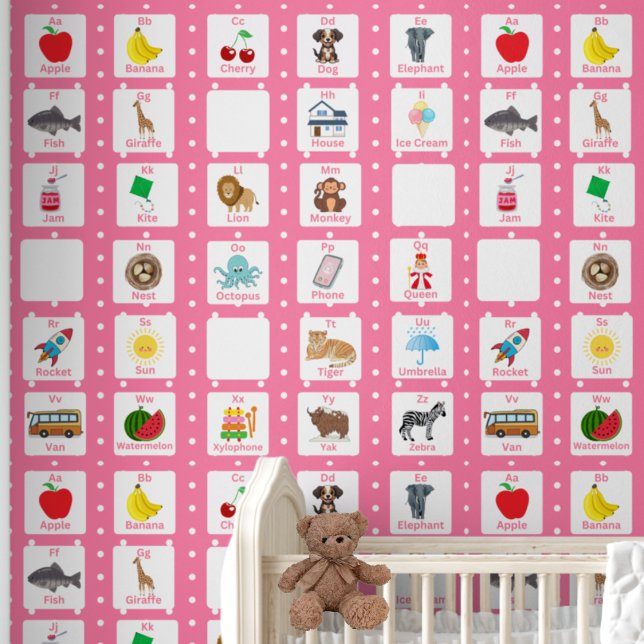 Pink Alphabet ABC Kids Pattern Wallpaper (Creator Uploaded)