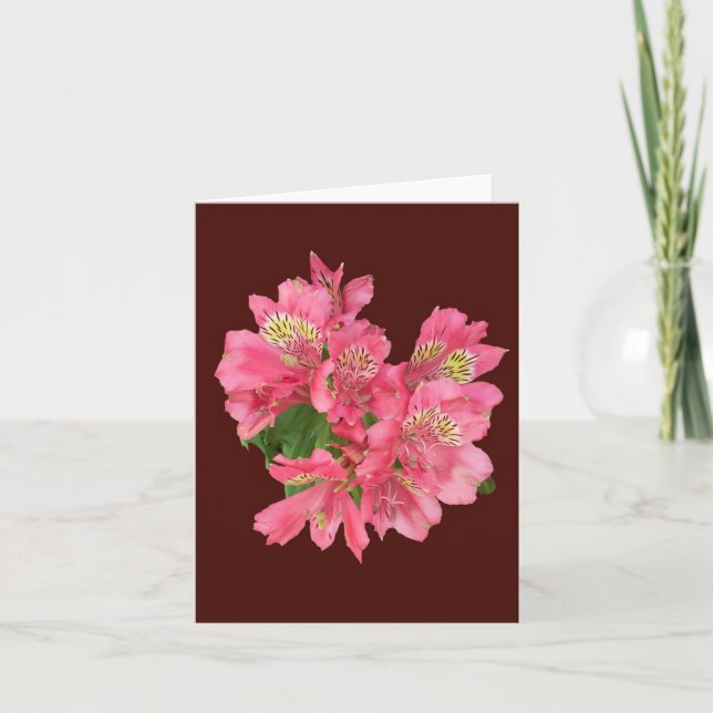 Pink Alstroemeria Photo Folded Note Card (Front)