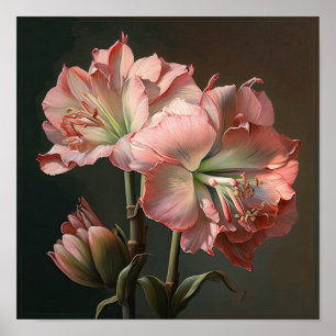 Pink Amaryllis Flower Art Print Poster