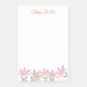 Pink Amaryllis on White Things To Do Post-it Notes