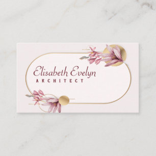 Pink amaryllis pattern with gold gy53763 business card