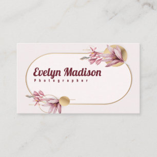 Pink amaryllis pattern with gold gys6548 business card