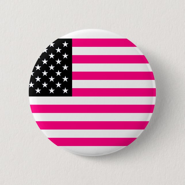 pink american flag 6 cm round badge (Front)