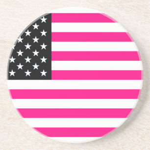 pink american flag coaster