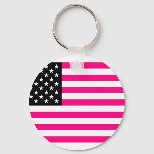 pink american flag key ring (Front)