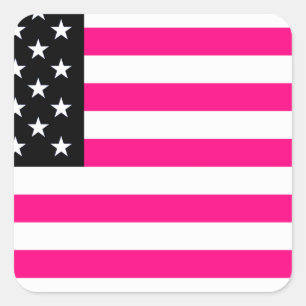 pink american flag square sticker