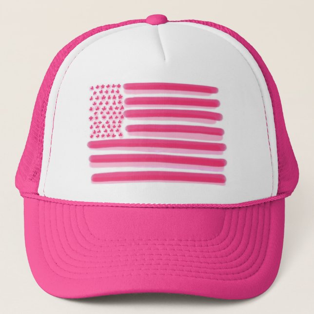 Pink American flag stars stripes ladies hat (Front)