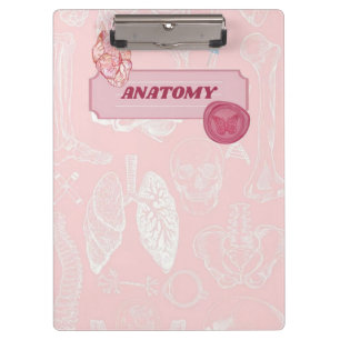 Pink Anatomy Medical Student Aesthetic Design Clipboard