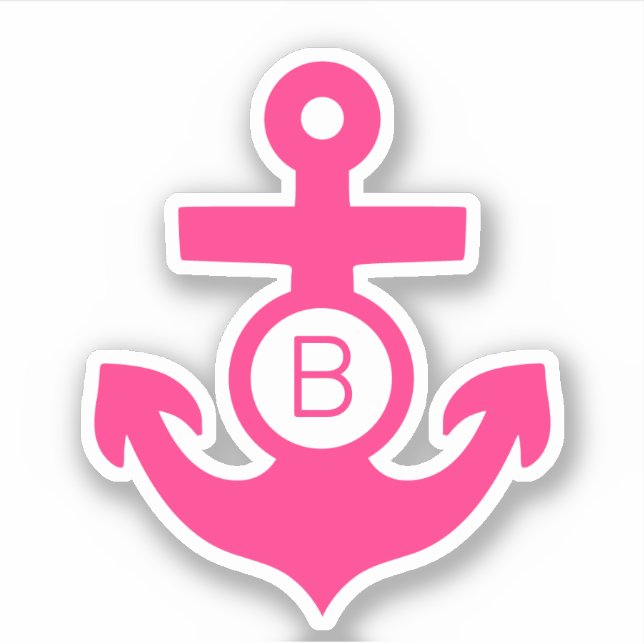 Pink Anchor Personalised Monogram Nautical Vinyl (Front)