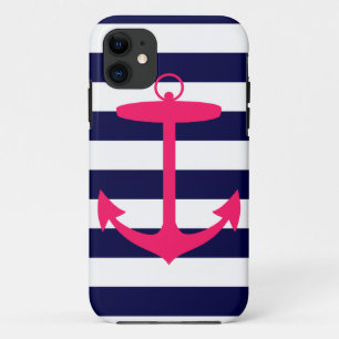 Pink Anchor Silhouette iPhone 11 Case