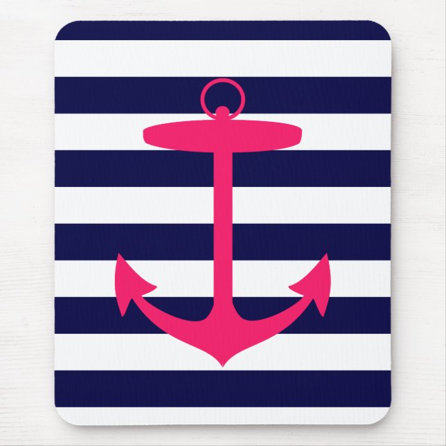 Pink Anchor Silhouette Mouse Pad (Front)