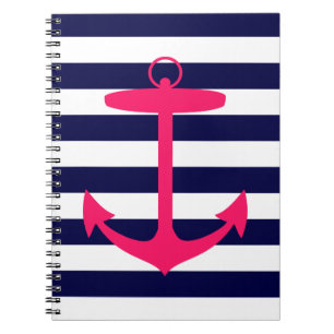 Pink Anchor Silhouette Spiral Notebook