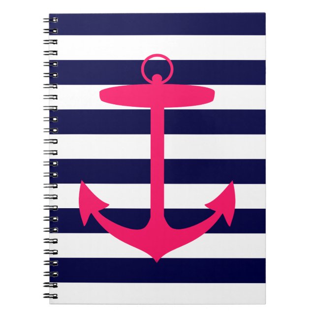 Pink Anchor Silhouette Spiral Notebook (Front)