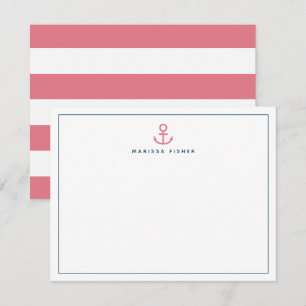Pink Anchor Stationery Note Card