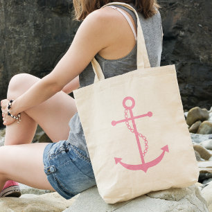 Pink Anchor Tote Bag