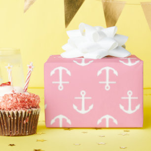 Pink Anchors Pattern Wrapping Paper