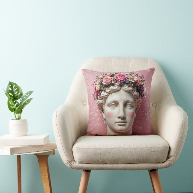 Pink Ancient Greek Woman Pillow. Cushion (Chair)