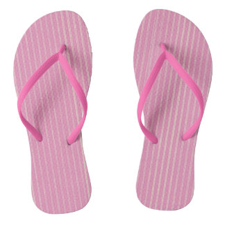 Pink and almost white vertical stripes flip flops