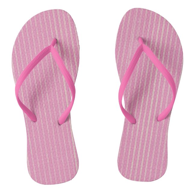 Pink and almost white vertical stripes flip flops (Footbed)