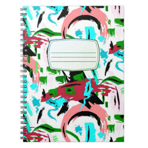 Pink and aqua abstract composition notebook