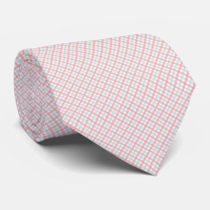 Pink and Aqua Blue Diagonal Plaid Design Tie