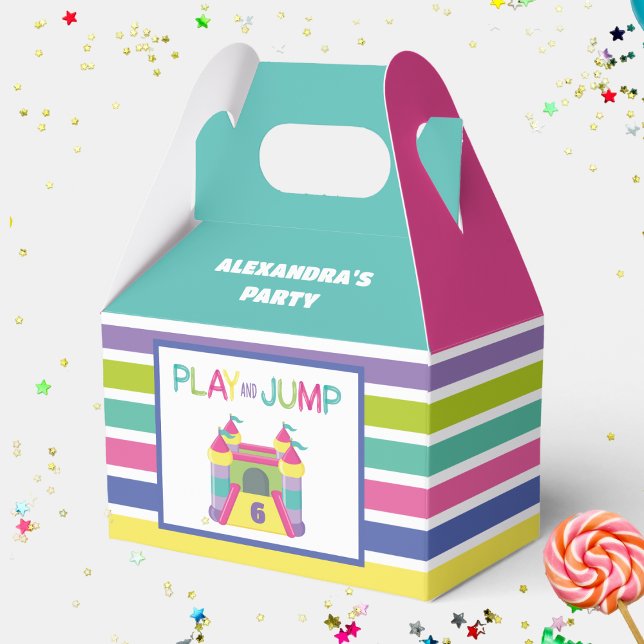 Pink and aqua Bounce house Favour Box (Creator Uploaded)
