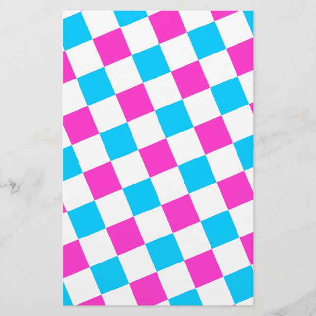 Pink and Aqua Chequerboard (Front)