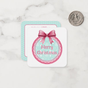 Pink and Aqua Christmas Ornament Card