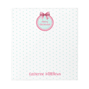 Pink and Aqua Christmas Ornament Notepad