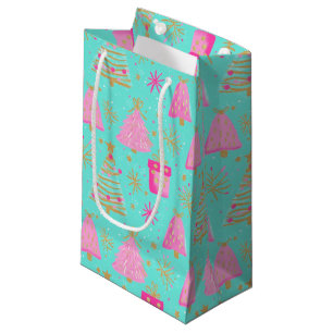 Pink and Aqua Festive Christmas Small Gift Bag
