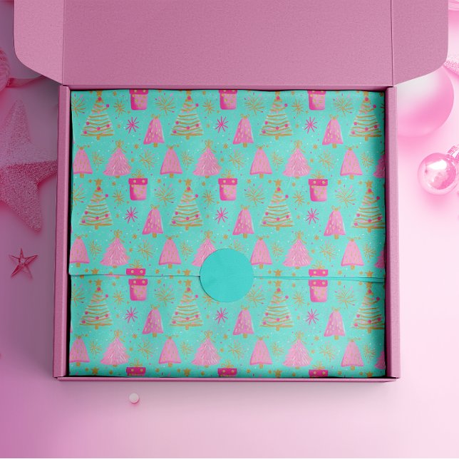 Pink and Aqua Festive Christmas  Tissue Paper (Creator Uploaded)