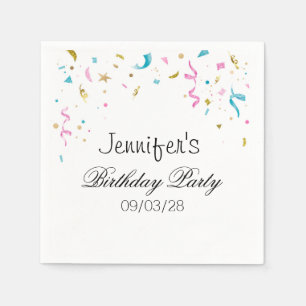 Pink and Aqua Glitter Confetti Napkin