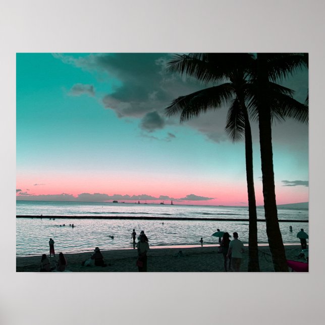 Pink and Aqua Sky Hawaii Beach Poster (Front)