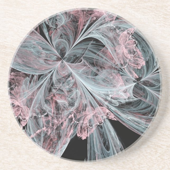 Pink and Aqua Swirls Coaster (Front)