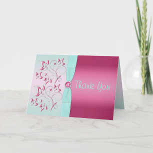 Pink and Aqua Thank You Card